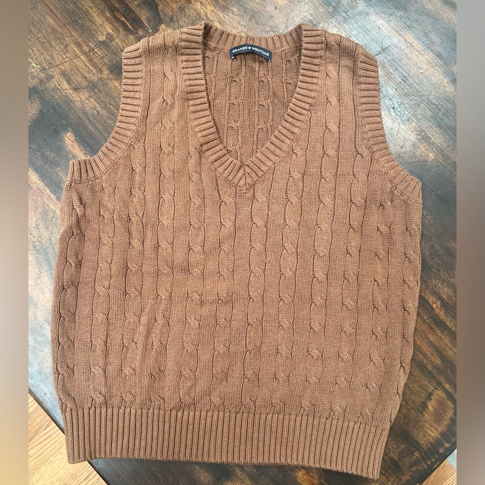 Brandy Melville Brown V-Neck Sweater
